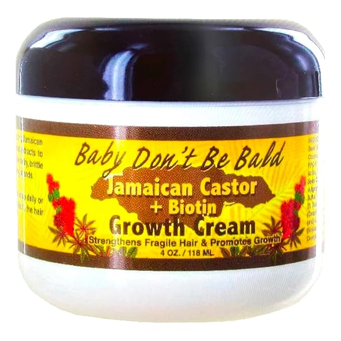 Baby Don't Be Bald Jamaican Castor + Biotin Growth Cream Strengthens Fragile Hair & Promotes Growth 4oz