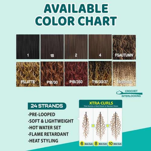 Bobbi Boss Crochet Braids Xtra Boho Box Deep Curl 10" 3X