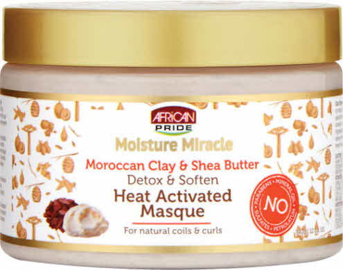 African Pride Moisture Miracle Moroccan Clay & Shea Butter Heat Activated Masque 12oz