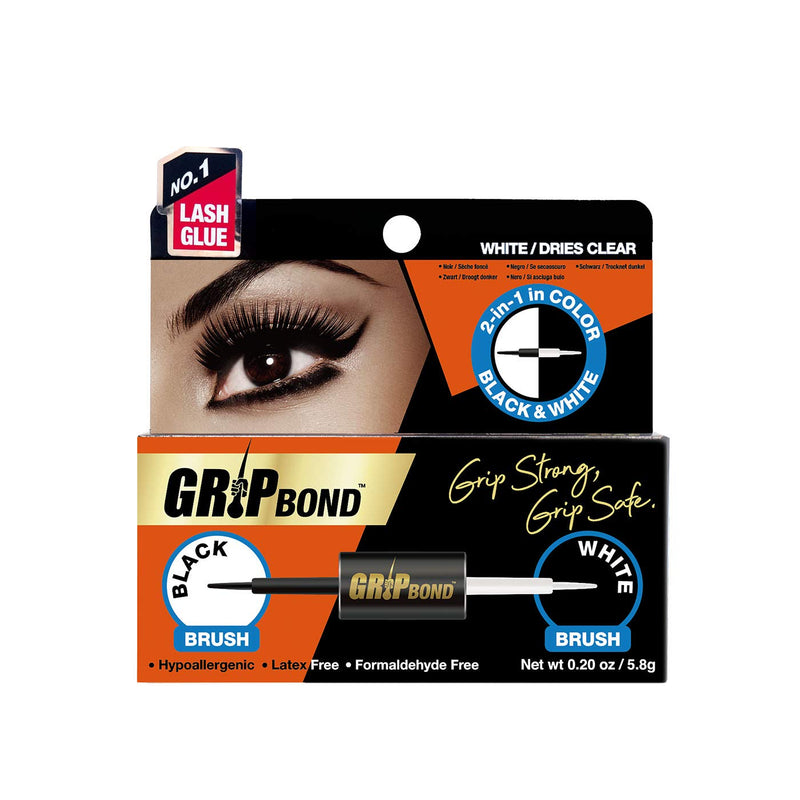 GRIP BOND LATEX-FREE LASH ADHESIVE - BLACK & WHITE / DUAL BRUSH